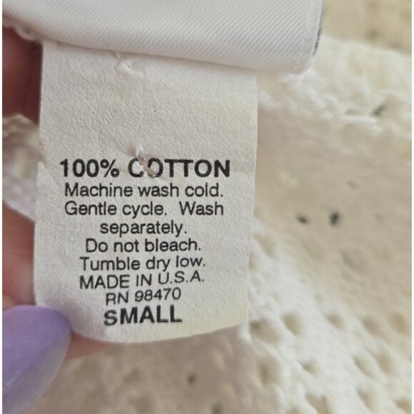 Vintage Chic Crochet Cardigan Sweater 100% Cotton Knit V-neck - Picture 5 of 5